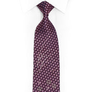 Mauve Geometric On Navy Rhinestone Silk Tie With Silver Sparkles