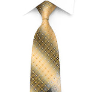 Men's Silk Tie Yellow Cartouche On Silver Sparkling With Rhinestones