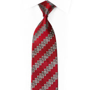 Luxury Red & Silver Rhinestone Silk Necktie — Burgundy