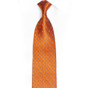 Blue Trellis On Orange Rhinestone Silk Necktie - 1