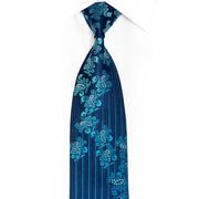 Floral And Vertical Striped Rhinestone Silk Necktie - 1