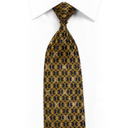 Gold Filigree On Black Silk Tie With Rhinestones & Sparkles