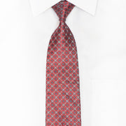 Silver Burgundy Geometric Rhinestone Silk Necktie