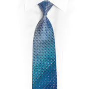 Silver Geometric On Blue Rhinestone Tie With Silver