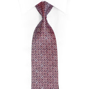 Silver Red Blue Cartouche Rhinestone Silk Necktie