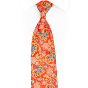 Yellow Purple Floral Acanthus On Red Rhinestone Tie - 1