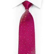 Pink Geometric On Burgundy Rhinestone Necktie With Sparkles