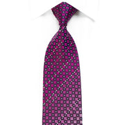 Grang Cia Men’s Crystal Silk Necktie Pink Checker On Purple