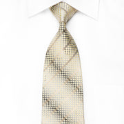Herbon Men’s Crystal Silk Tie Gold Metallic Stripes On