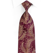 Mila Schon Mens Silk Rhinestone Necktie Golden Leaves On