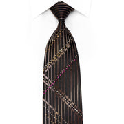 Paco Rabanne Men’s Rhinestone Necktie Brown Vertical Striped