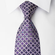 Pierre Cardin Rhinestone Silk Necktie Silver Geometric