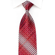 Rogers Dail Men’s Crystal Silk Tie Red Silver Striped With