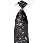 Smalto Crystal Rhinestone Tie Silver Scrolls On Black - 1