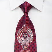 Smalto Mens Crystal Rhinestone Necktie Boteh Motif On
