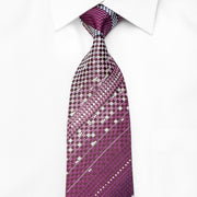 Vito Rufolo Mens Crystal Necktie Purple Silver Checker