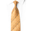 San-Dee gold medallion rhinestone silk necktie styled on white dress shirt showing all-over circular medallion jacquard with aurora crystal rhinestone centres