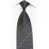 Silver Geometric On Black Rhinestone Silk Necktie