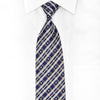Silver Navy Plaid Rhinestone Silk Necktie With Red Sparkles