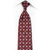 Silver Geometric Squares On Burgundy Rhinestone Silk Necktie With Sparkles