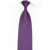 Navy & Fuchsia Rhinestone Silk Necktie – Geometric Medallion Woven Pattern