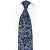 Navy Blue Rhinestone Silk Necktie – Floral Paisley with Crystal Embellishments