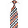 Rhinestone Silk Necktie – Orange Plaid Check with Crystal Embellishments