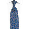 Silver Paisley On Blue Rhinestone Silk Necktie