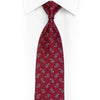 Silver Paisley On Burgundy Rhinestone Silk Necktie