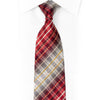 Silver Red Burgundy Plaid Design Rhinestone Silk Necktie With Gold Sparkles