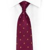 Gold Monogram On Burgundy Rhinestone Silk Necktie