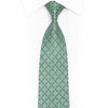 Silver Geometric On Mint Green Rhinestone Silk Necktie With Silver Sparkles