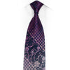 Floral On Navy Rhinestone Silk Necktie With Silver Sparkles