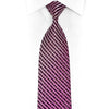 Violet Burgundy Striped Rhinestone Silk Necktie With Sparkles