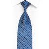 Silver Striped Trellis On Blue Rhinestone Silk Necktie With Silver Sparkles