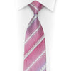 White Pink Mauve Purple Striped Rhinestone Silk Necktie With Sparkles
