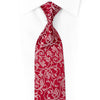 Silver Acanthus Scrolls On Red Rhinestone Silk Tie