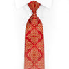 Gold Damask On Red Rhinestone Silk Necktie With Silver Sparkles