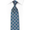 Silver Cartouche On Teal Rhinestone Silk Necktie With Purple Sparkles