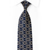 Ornate Gold Design On Navy Blue Rhinestone Silk Necktie With Sparkles