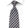 Navy Gingham Silk Tie with Gold Monogram and Crystal Pinstripe Detail
