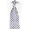 Blue Geometric Circles On White Rhinestone Silk Necktie