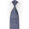 Silver Geometric On Blue Rhinestone Silk Necktie With Purple Sparkles