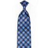 Blue Silver Plaid Striped Rhinestone Silk Necktie With Copper Sparkles