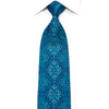 Peacock Teal Silk Tie with Moorish Medallion Lattice & Crystal Constellation MS123