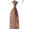 Rolled San-Dee MS199 brown silk necktie with copper and champagne paisley, crystal rhinestones and silver sparkles.