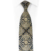 Royal Baroque Crystal Tie – Navy & Gold Luxury Designer Necktie MT32