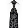 Sparkling Silver Damask On Black Silk Necktie With Silver Sparkles