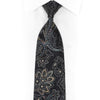 Silver Acanthus On Black Rhinestone Silk Necktie