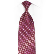 Pink Purple Geometric On Burgundy Rhinestone Silk Necktie With Sparkled